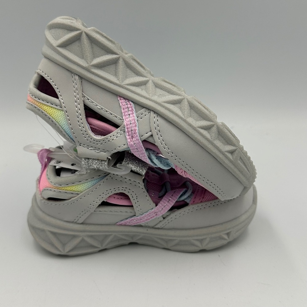 OshKosh B'gosh Toddler Sneakers Sandal Shoes Pink Rainbow Sz 7 M Glitter Easy-on - Picture 7 of 12